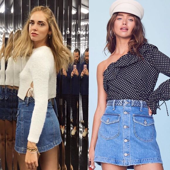 Tularosa Madelyn Braided Denim Mini Skirt in Fuji 24 - Picture 1 of 8